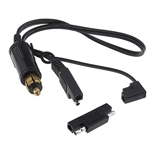 Image of eMagTech 12-24V DIN Hella Powerlet Plug to SAE Adapter 18AWG Wire with Dust Cap Quick Release and Disconnect Compatible with BMW Motorcycle Cigarette Lighter