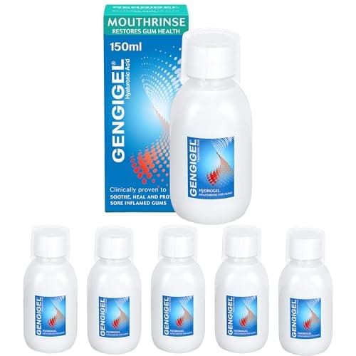 Image of Gengigel Mouthwash 150ml (Pack of 6) – Hyaluronic Acid Mouth Ulcer Treatment for Adults, Gum Repair & Gum Disease Support, Oral Rinse for Bleeding Gums & Mouth Ulcers