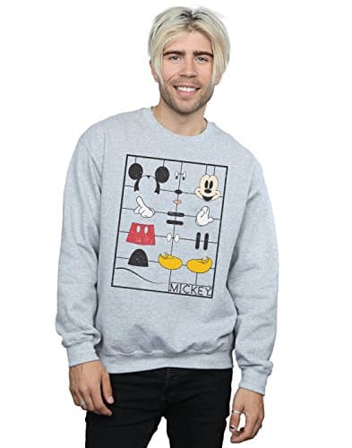 Image of Disney Men's Mickey Mouse Construction Kit Sweatshirt Small Sport Grey