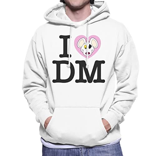Image of All+Every Danger Mouse I Love DM Men's Hooded Sweatshirt White