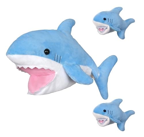 Image of ICE KING BEAR Shark Mom and Baby Stuffed Animals Plush Toy Hand Puppet and Finger Puppet