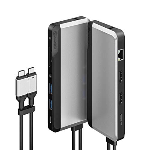 Image of ALOGIC USB-C 10-in-1 Super Dock, Dual Display - 4K@60Hz, 2 HDMI, USB-C (100W PD and Data 5G), 3.5mm Audio Jack, Ethernet Port, Micro/SD Card, For MacBook Pro/Air, M1 Mac Pro / M1 Mac Max, XPS and more