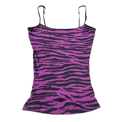 Image of MANGMAO Striped Cropped Top Y2k Leopard Print Spaghetti Strap Tops Emo Grunge 2000s Cheetah Top Women Vintage Camisole, Purple Zebra, L