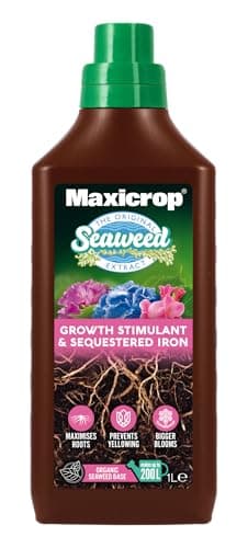 Image of Maxicrop PPSI61L Sequestered Iron, 1L - Iron Infused Natural Seaweed Extract - Protects Against Yellowing - Supports Growth In Difficult Soil Conditions - Plant Nutrition, Blue