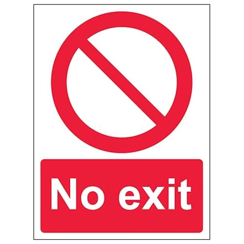 Image of V Safety No Exit - Portrait 200 x 300 mm - Self Adhesive Vinyl - Aluminium Effect Safety Sign