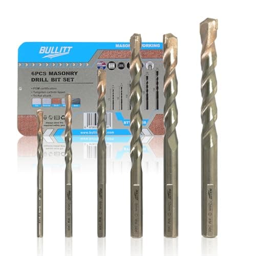 Image of BULLITT 6 Pcs Masonry Drill Bits, PGM Certificated Drill Bit Sets for Masonry, Industrial Strength Concrete Drill Bits Set for Masonry,Block,Brick and Stone (6, Ø4/5/6/8/10/12mm)
