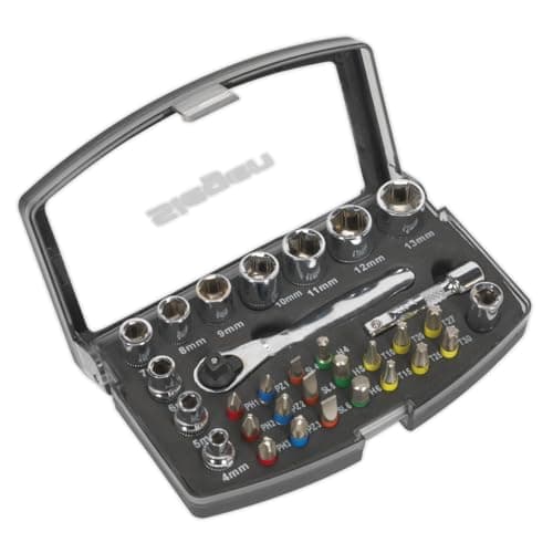Image of Siegen by Selaey - 31pc 1/4" Drive Sq Socket & Bit Set Sockets Screwdrivers Torx