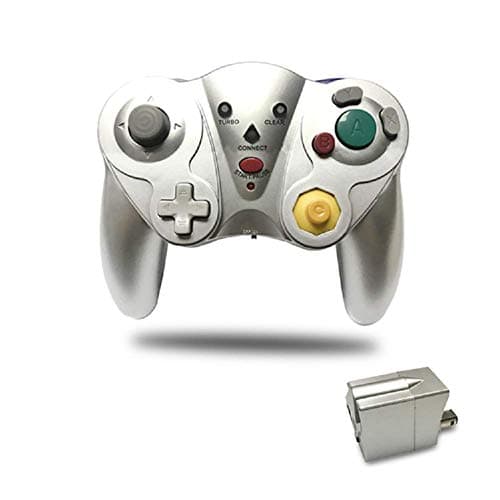 Image of AudeRhine Gamecube Controller, Wireless Gaming Cube Controller Bluetooth 2.4G, Joystick Gamepad Classic NGC with Turbo E Clear Shock, Compatible with Console Nintendo Wii Switch Gamecube