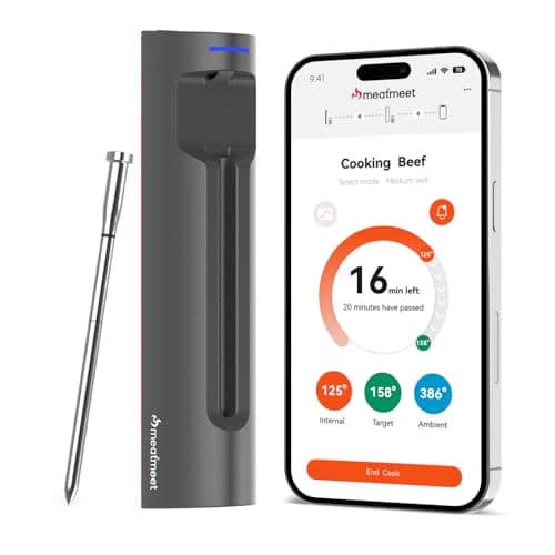 Image of Meatmeet S Pro Bluetooth Wireless Meat Thermometer, with 6 Sensors Build in, Long Range, Smart App Monitoring with Timer & Alarm, IP69 Waterproof, Meat Thermometer Probe for BBQ, Grill, Oven, Kitchen