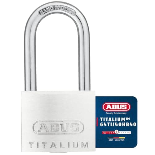 Image of ABUS Padlock Titalium 64TI/40HB40 gl.-6412 - keyed Alike and with high Shackle - Basement Lock with Lock Body Made of Special Aluminium - ABUS Security Level 5