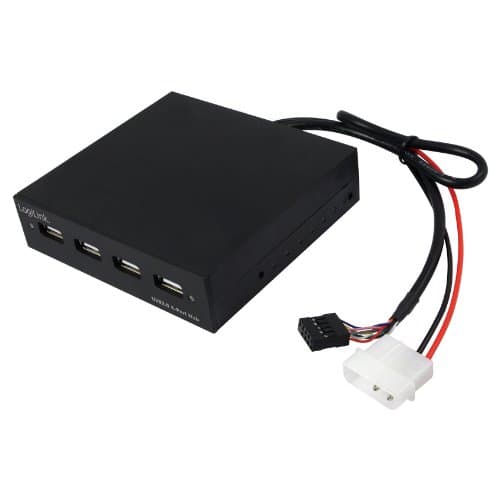Image of LogiLink Front Panel USB 2.0 4 Port Hub - Black/Silver