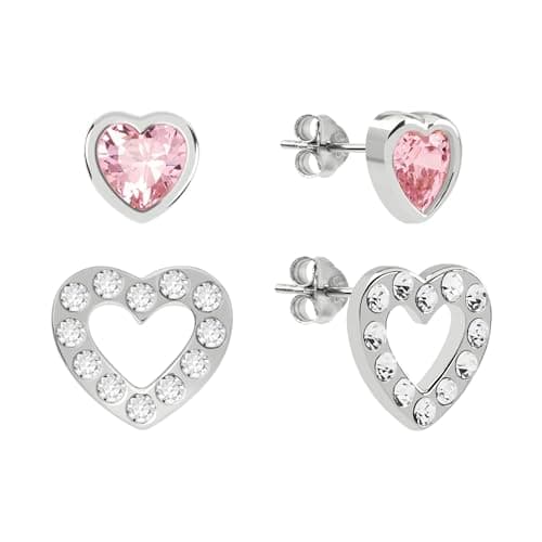 Image of RADLEY Womens Sterling Silver Heart Twin Pack Earrings RYJ1177, Multi Colour, One Size