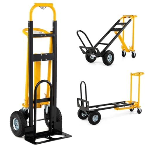 Image of COSTWAY 3 in 1 Folding Sack Truck, Convertible Hand Truck Trolley with 4 Wheels & Ergonomic Handle, Heavy Duty Platform Dolly Cart for Home Office Warehouse, 136kg Load Capacity