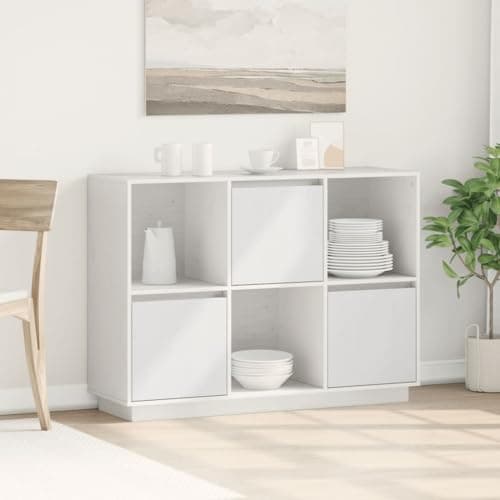Image of GFMGUEMV Modern Sideboard 110.5x35x80 cm Solid Wood Pine Wooden Sideboard for Living Room with Storage and 3 Doors