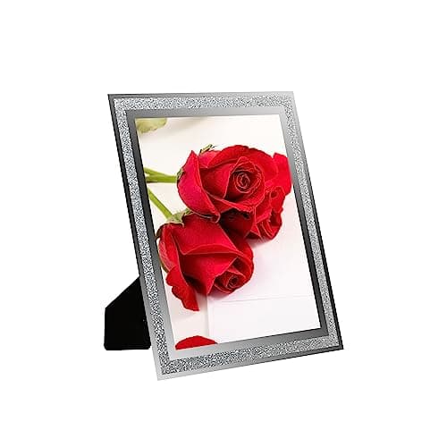 Image of LOKCASA 8x10 Glass Photo Picture Frames,Sparkly Silver Border Frames for Wedding Family etc. Photos
