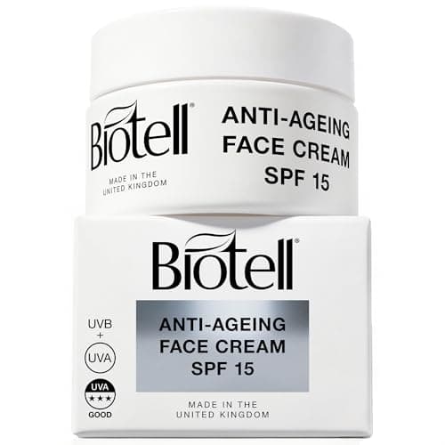 Image of Biotell Anti-Ageing Face Cream SPF 15 50ml – Peptide Collagen Moisturiser, Hydrating Day Cream for Face & Neck, Skin Tightening Cream with Vitamin E for All Skin Types