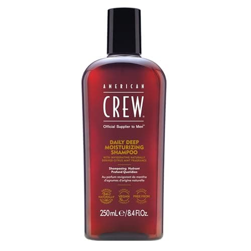 Image of American Crew Daily Deep Moisturising Shampoo, Vegan & Silicone Free (250ml) to Nourish & Detangle Hair, Normal & Dry Hair, Formulated for Men
