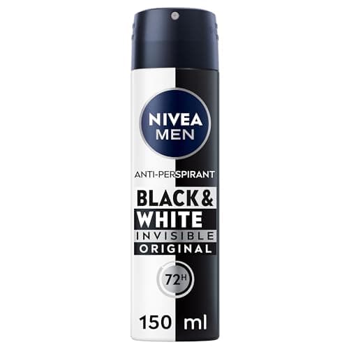 Image of NIVEA MEN Black & White Original Anti-Perspirant (150 ml), 72hr Anti-Sweat Deodorant for Men, No Stains on Black and White Clothes