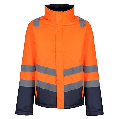 Image of Regatta Professional Mens Hi Vis Reflective Insulated Jacket, Orange/Navy, S EU