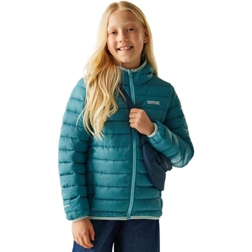 Image of Regatta Kids Hooded Marizion Baffled Jacket Water Repellent Insulated Winter Coat