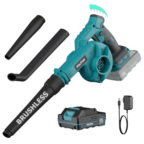 Image of Cordless Leaf Blower Compatible with Makita 18V Battery, Powerful Brushless Leaf Blower, 242 km/h, 6 Speeds, Lightweight Small Garden Blowers with Battery and Charger for Jobsite Leaves Dust