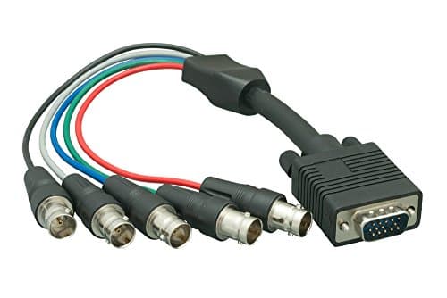 Image of Cablelera ZC7QEXMF-01 VGA to 5 Mini Coaxial Monitor Cable,HD15 M/BNC F X 5, 1', 28AWG, OD:9.0mm