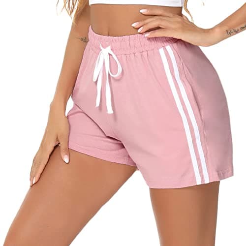 Image of Irdcomps Women's Sport Shorts Cotton Running Tracksuit Bottoms Lounge Gym Athletic Soft Pants High Waisted Sweat with Pockets(Light Pink,M)