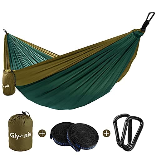 Image of Glymnis Camping Hammock 300 X 200cm for 2 Person Nylon Lightweight Portable Double Hammock with Straps for Camping Backpacking Beach Garden