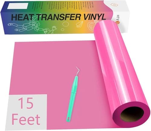Image of HTVRONT HTV Vinyl Rolls Heat Transfer Vinyl - 12" x 15ft(30.5x457CM) Pink HTV Vinyl for Shirts, Iron on Vinyl for All Cutting Machines - Easy to Cut & Weed for Heat Vinyl Design (Pink)