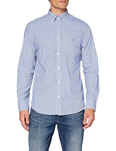 Image of Gant Men's The Broadcloth Banker Reg Bd Shirt Not Applicable, College Blue, M