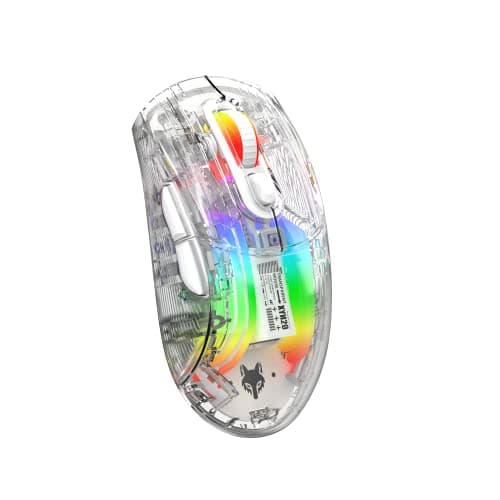 Image of Gaming mouse,2.4G wireless/Bluetooth/USB wired mouse Full Transparent Shell RGB luminescence Mechanical game esports silent mouse for PC Mac Linux Laptop Tablet PS4 PS5 Xbox one. (White)