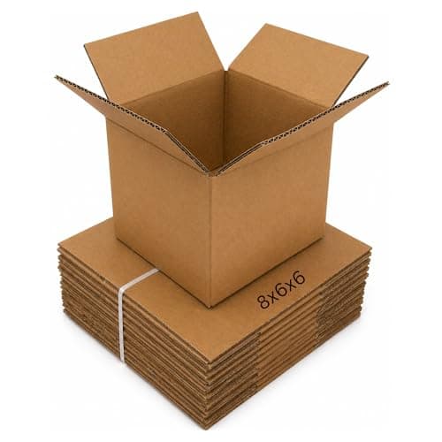 Image of 10 Boxes of 8x6x6 Inch Small Cardboard Boxes Pack of 10 | Single Wall Corrugated Shipping, Packing & Postal Boxes | Strong Moving & Storage Boxes for Mailing, Gift & Royal Mail Small Parcel