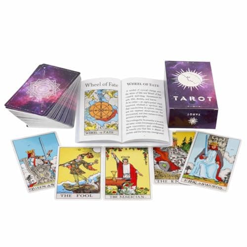 Image of 78 PCS Purple Oracle Tarot Cards With Guide Book | Tarot Cards Deck With 100 Page Guide Book | Tarot Card Set Inspired By Pamela Colman - Smith-Waite Rider Deck For Beginners