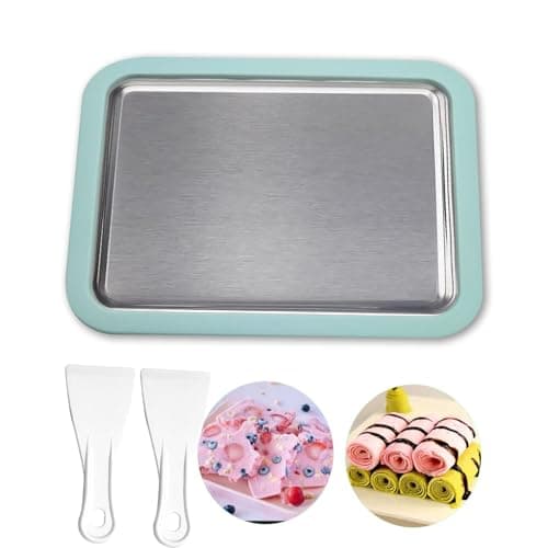 Image of Ice Cream Roller Maker XL Instant Ice Cream Plate with 2 Spatulas, Rolled Ice Cream Maker for Sorbet Frozen Yogurt Gelato, Homemade DIY Frozen Yogurt Maker Machine for Children Home Family