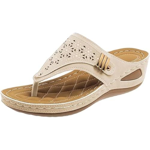 Image of Generisch 2026 Women Orthopedic Sandals Arch Support Wedge Flip Flops Comfortable Elegant Beach Slippers, White, 8 UK