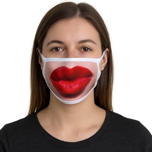 Image of Komonee Adults Face Mask Washable Reusable Trendy Dustproof Red Lips Cloth Mouth Cover Covering For Boys Girls Outdoors Indoors Childrens School Protection