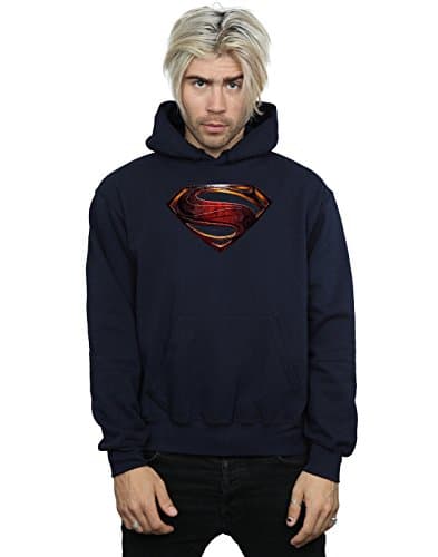 Image of DC Comics Men's Justice League Movie Superman Emblem Hoodie Large Navy Blue
