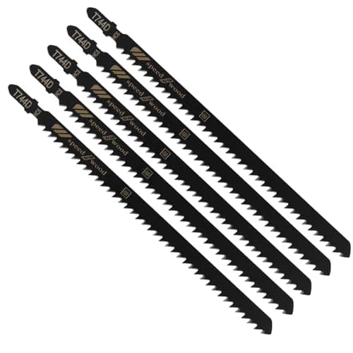 Image of 5PCS 180mm Extra Long Jigsaw Blades, T744D Jigsaw Blades Wood, T-Shank Jig Saw Blade for Wood Cutting, Fast Clean Straight Cuts, Compatible with Bosch, Dewalt Most T-Shank Jigsaws