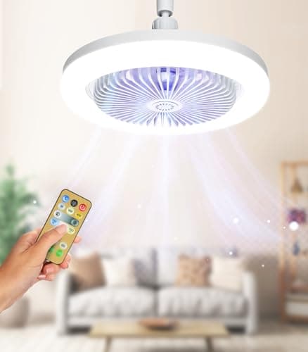 Image of Alljia Ceiling Fans with Lights and Remote, 2 in 1 Quiet Fan with Light 3 Color Dimmable, 1/2/4H Timing, 3 Speed Fan Light for Living Room Bedroom and Kids Room