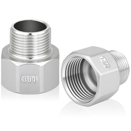 Image of flintronic 1" Female to 3/4" Male BSP Thread Stainless Steel Hex Bushing Reducing Connector, 3/4 Inch Male to 1 Inch Female Reducer Adapter for Gas, Water, Pipe Connecting Conversion (2PCS)
