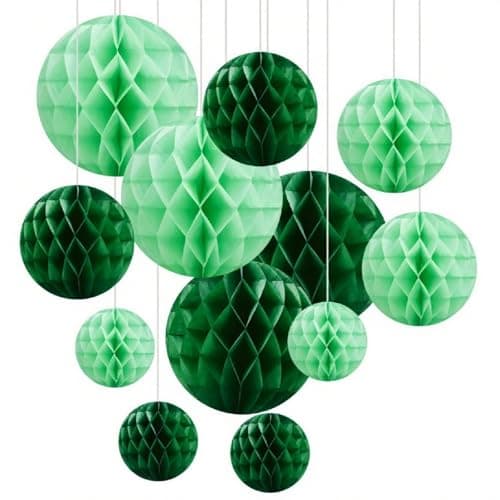 Image of Hexizexi 12 Pcs Paper Honeycomb Balls Green Hanging Honeycomb Decorations 15cm 20cm 25cm Green Paper Decorations for Birthday Wedding Graduation Party Baby Shower
