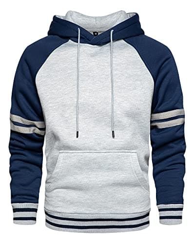 Image of LBL Hoodies for Men Pullover Fleece Hooded Sweatshirts Colour Block Sport Outwear Hoody Blue XXL