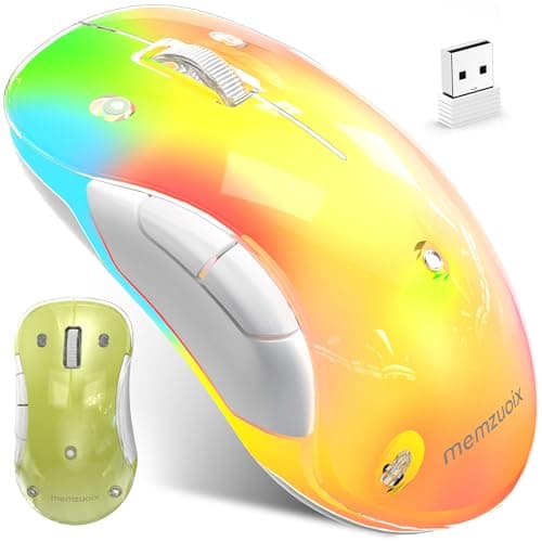 Image of memzuoix LED Wireless Mouse – Rechargeable 2.4G Optical Mouse with Magnetic Cover, Soft RGB Lighting, 1400 DPI, Ergonomic Cordless Design with USB Receiver for Laptop, PC & MacBook - Yellow