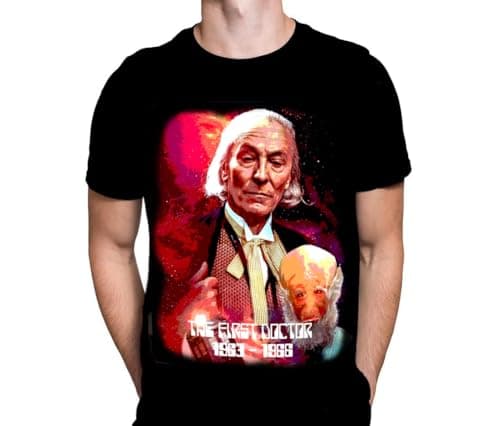 Image of Wild Star Hearts WSH - First Doctor - Dr Who Merchandise Men's Black T-Shirt