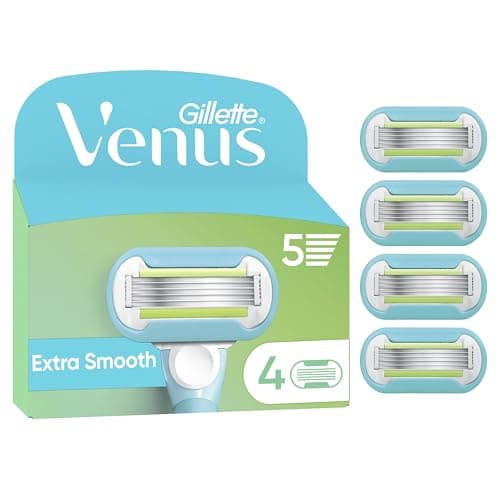 Image of Gillette Venus Extra Smooth Razor Blades Women, Pack of 4 Razor Blade Refills, Lubrastrip with A Touch of Avocado Oils, SkinCushion Helps Protect from Shave Irritation