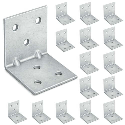 Image of OMIDEAS 15 x Corner Brackets (40 x 40 x 40) Angle Reinforced Metal Braces Wood Timber Galvanised Steel Sheet Connecting Joining Fixing L Repair Connector