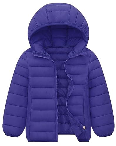 Image of Happy Cherry - Toddler Warm Padded Puffer Jacket Boys Girls Winter Hooded Coats for Kids Lightweight Long Sleeve Jackets Outwear with Inner Pockets Casual Outfits Solid Color Age 2-12 Years