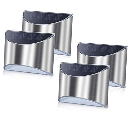 Image of Solalite® 4 Pack Stainless Steel Security Solar Wall Lights - Outdoor Fence Post and Step Lights, Weatherproof with No Wiring Required