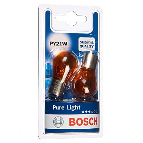 Image of Bosch PY21W (581) Pure Light Halogen Headlight Bulbs, 12 V 21 W, Original Quality - Socket Type BAU15s - Pack of 2 Replacement Car Light Bulbs