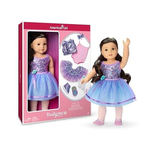 Image of American Girl, Truly Me #111 Doll & Dance All Day Set, with Brown Eyes, Wavy Black-Brown Hair, Light Skin, Ages 6+